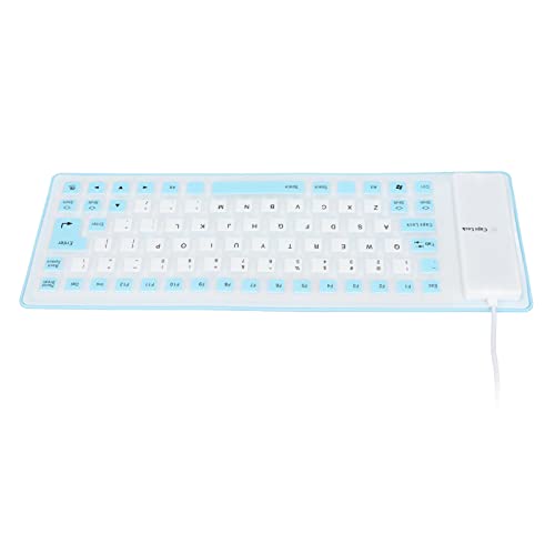 Silikon-Tastatur für Kinder Silikon-Tastatur Silikon-Silikon-Tastatur Vollständig Versiegeltes Design Leicht Tragbar Leise Weich Komfortabel USB-verkabelte Silikon-Tastatur für PC (Blau) von Dioche