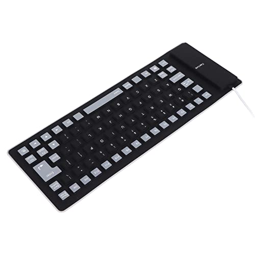 Silikon-Tastatur für Kinder Silikon-Tastatur Silikon-Silikon-Tastatur Vollständig Versiegeltes Design Leicht Tragbar Leise Weich Komfortabel USB-verkabelte Silikon-Tastatur für PC (Schwarz) von Dioche