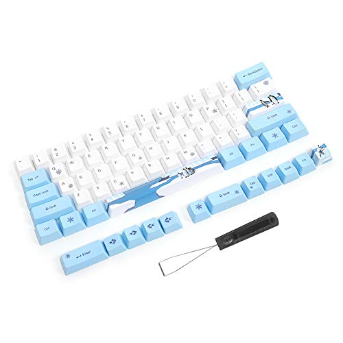 Sublimation Tastatur Tasten Tastenkappen Cherry Blossom PBT 73Pcs Sublimation Keycaps PBT Mechanische Tastatur Zubehör PC Teile mit Niedlichem Muster (6064 Cherry Blossom Pattern) (6064 Pinguine) von Dioche