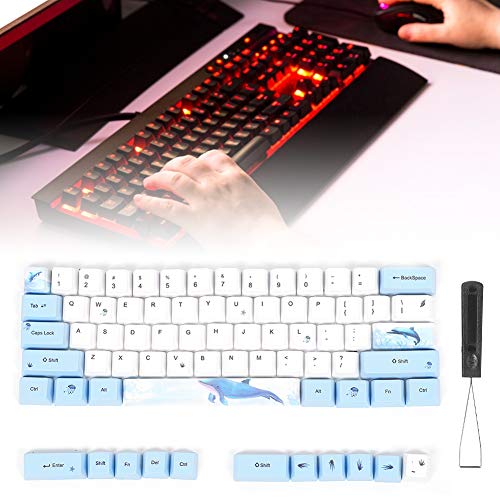 Sublimation Tastatur Tasten Tastenkappen Cherry Blossom PBT 73Pcs Sublimation Keycaps PBT Mechanische Tastatur Zubehör PC Teile mit Niedlichem Muster (6064 Cherry Blossom Pattern) (6064 Qion Yu) von Dioche