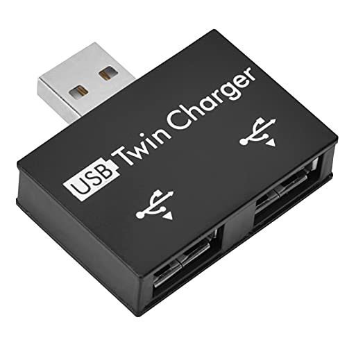 USB-Hub USB-Splitter Aluminiumlegierung, ABS-Hub USB 2.0-Stecker auf 2-Port-USB-Doppelladegerät-Splitter-Adapter-Konverter-Konzentrator (Schwarz) (Schwarz) von Dioche