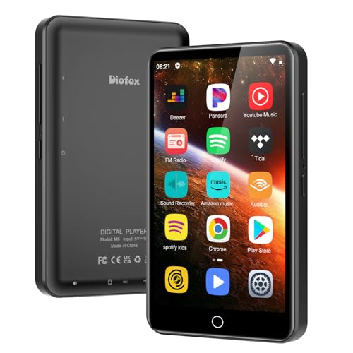 MP3 Player mit Spotify, 80GB MP3 Player mit Bluetooth und WLAN, unterstützt APK Download, Android MP4 Player mit Audible Deezer Amazon Music, HiFi digitaler Musikspieler mit Lautsprecher MP3 Player mit Spotify, 80GB MP3 Player mit Bluetooth und WLAN, unterstützt APK Download, Android MP4 Player mit Audible Deezer Amazon Music, HiFi digitaler Musikspieler mit Lautsprecher von Diofox