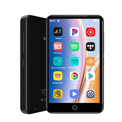 MP3 Player mit Spotify, 80GB MP3 Player mit Bluetooth und WLAN, unterstützt APK Download, Android MP4 Player mit Audible Deezer Amazon Music, HiFi digitaler Musikspieler mit Lautsprecher von Diofox