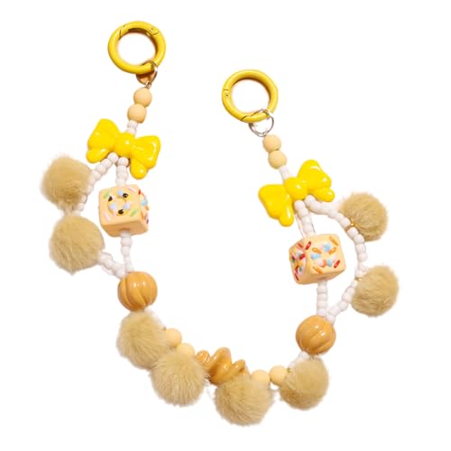 Diogeynu Handy-Schlüsselband mit Perlen, zum Aufhängen, Handschlaufe, Handy-Charm, Plüsch-Pom-Handykette für Damen und Mädchen Diogeynu Handy-Schlüsselband mit Perlen, zum Aufhängen, Handschlaufe, Handy-Charm, Plüsch-Pom-Handykette für Damen und Mädchen von Diogeynu