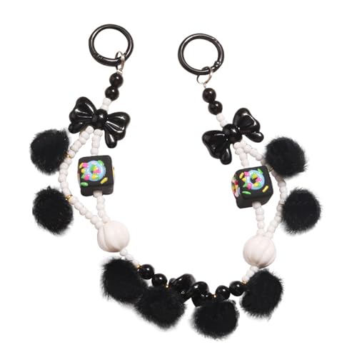 Diogeynu Handy-Schlüsselband mit Perlen, zum Aufhängen, Handschlaufe, Handy-Charm, Plüsch-Pom-Handykette für Damen und Mädchen Diogeynu Handy-Schlüsselband mit Perlen, zum Aufhängen, Handschlaufe, Handy-Charm, Plüsch-Pom-Handykette für Damen und Mädchen von Diogeynu