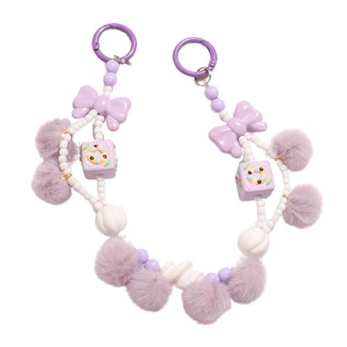 Diogeynu Handy-Schlüsselband mit Perlen, zum Aufhängen, Handschlaufe, Handy-Charm, Plüsch-Pom-Handykette für Damen und Mädchen Diogeynu Handy-Schlüsselband mit Perlen, zum Aufhängen, Handschlaufe, Handy-Charm, Plüsch-Pom-Handykette für Damen und Mädchen von Diogeynu