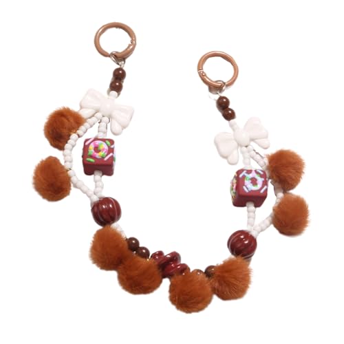 Diogeynu Handy-Schlüsselband mit Perlen, zum Aufhängen, Handschlaufe, Handy-Charm, Plüsch-Pom-Handykette für Damen und Mädchen Diogeynu Handy-Schlüsselband mit Perlen, zum Aufhängen, Handschlaufe, Handy-Charm, Plüsch-Pom-Handykette für Damen und Mädchen von Diogeynu