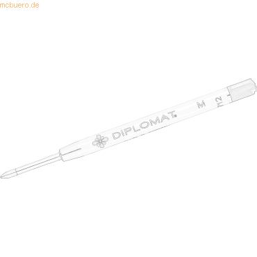 12 x Diplomat Kugelschreibermine G2-Format M schwarz Gehäuse weiß von Diplomat