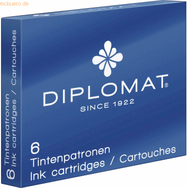 20 x Diplomat Tintenpatronen Standard 6er Packung königsblau von Diplomat