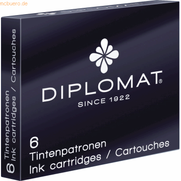 20 x Diplomat Tintenpatronen Standard 6er Packung schwarz von Diplomat