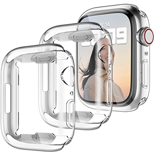 Dirrelo 3 Stück TPU Hülle Kompatibel mit Apple Watch Series 7 45mm Schutzhülle, Vollständige Abdeckung Displayschutz HD Gehäuse, Weiche Kratzfest Schutzfolie für iWatch Series 7, 3 Klar von Dirrelo