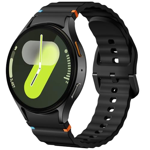Dirrelo Armband Kompatibel mit Samsung Galaxy Watch 7 6 5 4 FE Armband 40mm 44mm, Keine Lücke Weich Silikon Sport Ersatz Band for Galaxy Watch 5 Pro Armband/Galaxy Watch 6 4 Classic,Dunkelschwarz von Dirrelo