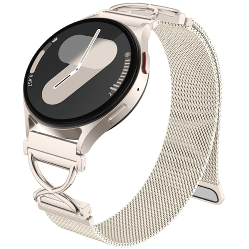Dirrelo Kompatibel mit Samaung Galaxy Watch 7 6 5 4 Armband 40mm 44mm, X-förmig Metall Magnet Mesh Ersatz Band für Galaxy Watch FE/6 Classic 47mm 43mm/4 Classic 42mm 46mm/5 Pro 45mm Damen, Polarstern von Dirrelo