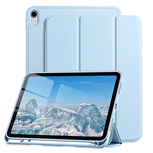 Dirrelo Kompatibel mit iPad 10th Generation Hülle 2022, Schutzhülle iPad Hülle 10. Generation mit Stifthalter, Trifold Stand Case Entwickelt für iPad 10,9 Zoll, Auto Sleep/Wake Cover, Himmelblau von Dirrelo