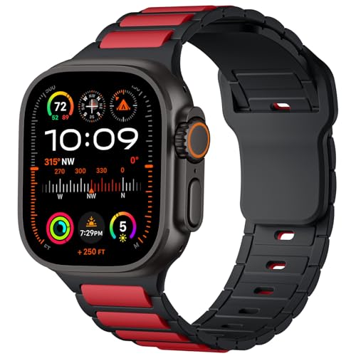 Dirrelo Sportarmband Kompatibel mit Apple Watch Ultra 2 Armband Ultra 49mm 46mm 44mm 45mm 42mm Herren, Weich Silikon Sport Wasserdicht Band für iWatch Series 10 9 8 7 SE 6 5 4 3 2 1,DunkelRot/Schwarz Dirrelo Sportarmband Kompatibel mit Apple Watch Ultra 2 Armband Ultra 49mm 46mm 44mm 45mm 42mm Herren, Weich Silikon Sport Wasserdicht Band für iWatch Series 10 9 8 7 SE 6 5 4 3 2 1,DunkelRot/Schwarz von Dirrelo