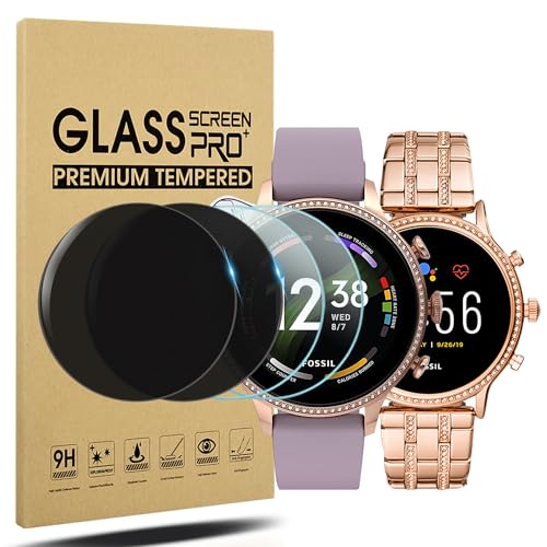 Diruite 2+2 Stück Displayschutz für Fossil Gen 6 (2021)/Gen 5 (2020) Schutzfolie,HD Transparent Glas Displayschutzfolie*2+Privatsphäre Displayschutz*2 für Fossil Gen 6/5 Men's (Women's) von Diruite