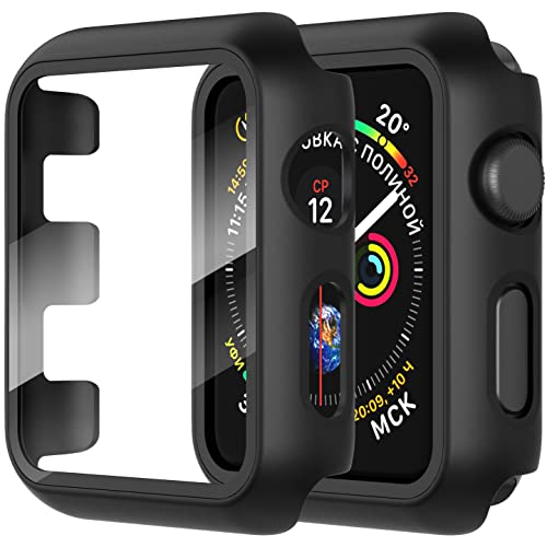 Diruite 2-Stück Hülle für Apple Watch Series 3/2/1 38mm Hartglas Schutzhülle,Hard PC Ultradünne Glas Schutz Case Rundum Displayschutz für iWatch 38mm Schutzhülle von Diruite