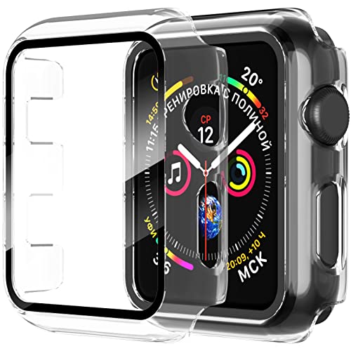 Diruite 2-Stück Hülle für Apple Watch Series 3/2/1 38mm Hartglas Schutzhülle,Hard PC Ultradünne Glas Schutz Case Rundum Displayschutz für iWatch 38mm Schutzhülle von Diruite