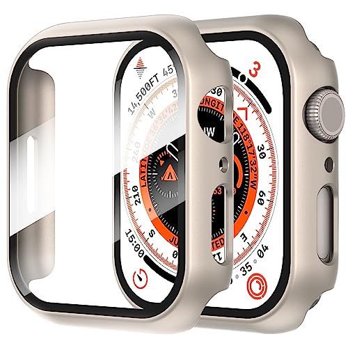 Diruite 2-Stück Hülle für Apple Watch Series 6/5/4/SE 40mm Hartglas Schutzhülle,Hard PC Ultradünne Glas Schutz Case Rundum Displayschutz für iWatch 40mm Schutzhülle von Diruite