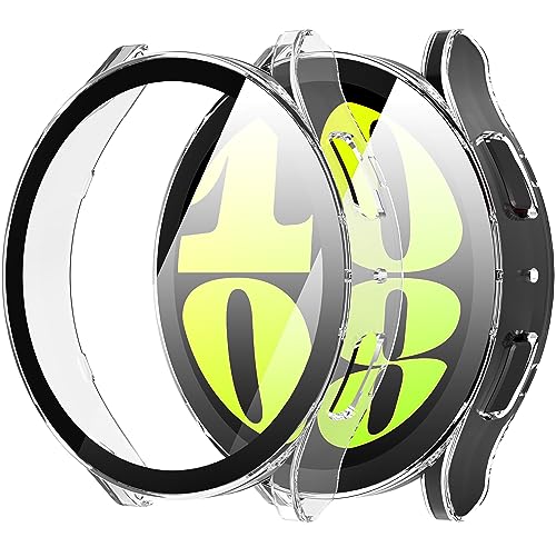Diruite 2 Stück Hülle für Samsung Galaxy Watch 6 40mm Schutzhülle,PC Ultradünne HD Hartglas Glas Kratzfest Rundum Displayschutz für Samsung Galaxy Watch 6 40mm Case von Diruite
