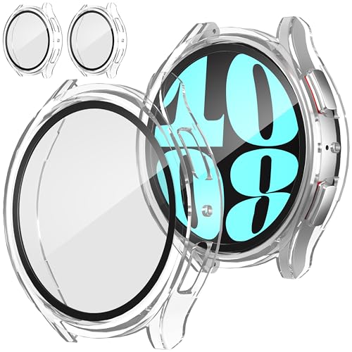 Diruite 2 Stück Hülle für Samsung Galaxy Watch 6 40mm Wasserdicht Schutzhülle,Ultradünne PC HD Kratzfest Hartglas Displayschutz für Samsung Galaxy Watch 6 40mm Case von Diruite