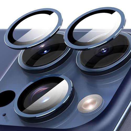 Diruite 2 Stücks Kameraschutz für iPhone 15 Pro/15 Pro Max Kamera Linse Schutzfolie,Ultradünn mit Positionierplatte HD Gehärtetes Glas Kamera Schutzfolie für iPhone 15 Pro/15 Pro Max Camera Protector von Diruite