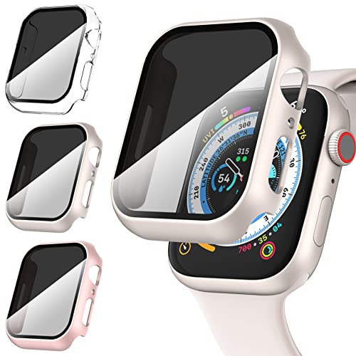 Diruite 3-Stück Hülle für Apple Watch Series 6/5/4/SE 2/SE 40mm Schutzhülle Anti Spy,Hard PC Rundum Ultradünne Schutz Case für Apple Watch 40mm Privatsphäre Glas Displayschutz von Diruite