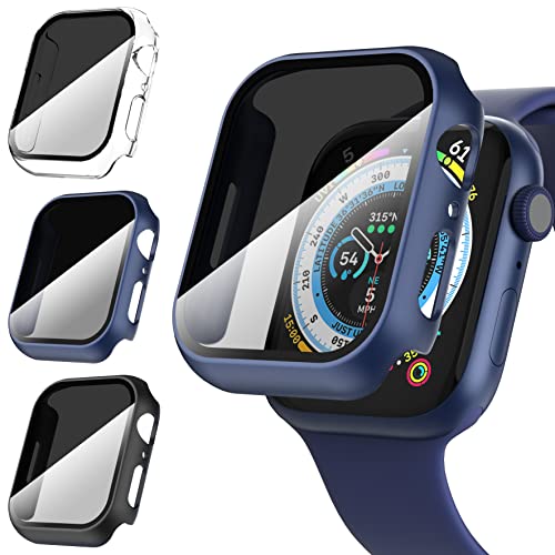 Diruite 3-Stück Hülle für Apple Watch Series 9/8/7 41mm Schutzhülle Anti Spy,Hard PC Rundum Ultradünne Schutz Case für Apple Watch 41mm Privatsphäre Glas Displayschutz von Diruite