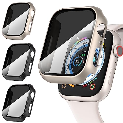 Diruite 3-Stück Hülle für Apple Watch Series 9/8/7 45mm Schutzhülle Anti Spy,Hard PC Rundum Ultradünne Schutz Case für Apple Watch 45mm Privatsphäre Glas Displayschutz von Diruite