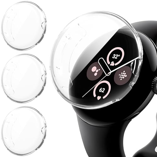 Diruite 3 Stück Hülle für Google Pixel Watch 3/2/1 41mm Schutzhülle Soft TPU Stoßfestes Displayschutz Case,Transparent&Transparent&Transparent von Diruite
