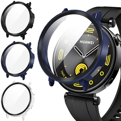 Diruite 3 Stück Hülle für Huawei Watch GT 4 41mm Schutzhülle,PC Ultradünne HD Hartglas Glas Kratzfest Rundum Displayschutz für Huawei Watch GT 4 41mm Case von Diruite