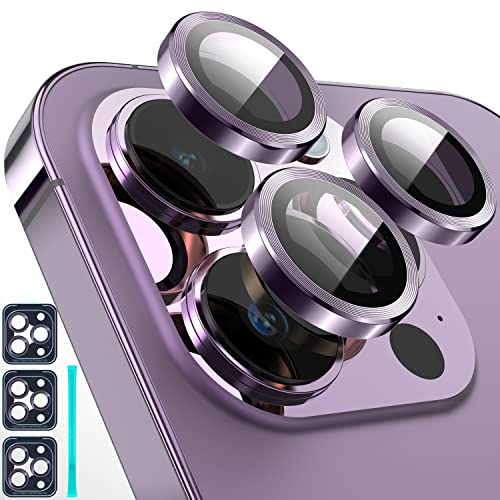Diruite 3-Stück Kamera Linse Schutzfolie für iPhone 14 Pro/14 Pro Max Kameraschutz，HD 360° Schutzfolie + Aluminiumring + Gehärtetes Glas für iPhone 14 Pro/Pro Max Camera Protector[Anti-Kratzer] von Diruite