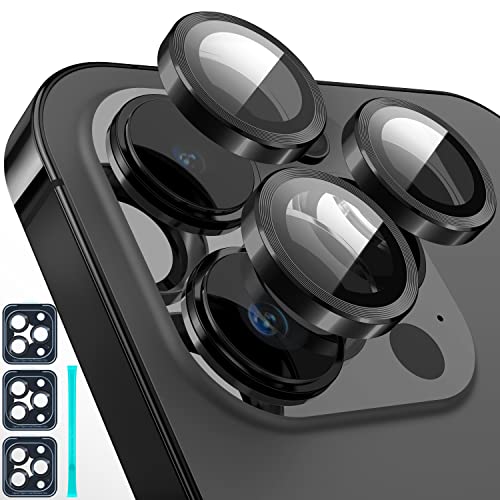 Diruite 3-Stück Kamera Linse Schutzfolie für iPhone 14 Pro/14 Pro Max - HD 360° Schutzfolie + Aluminiumring + Gehärtetes Glas - Anti-Kratzer von Diruite