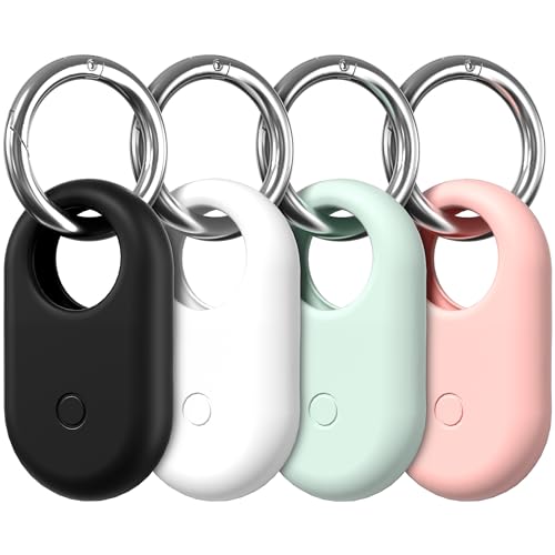 Diruite 4-Stück Hülle für Samsung Galaxy SmartTag 2 Schutzhülle mit Schlüsselanhänger,Tragbar Kratzfest Silikon Locator Tracker Hülle mit Keyring Anhänger für Samsung Galaxy SmartTag 2 Case von Diruite