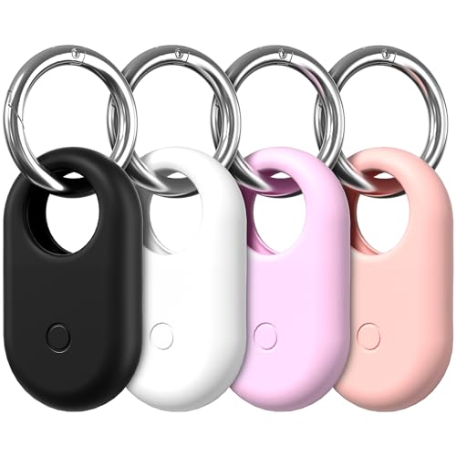 Diruite 4-Stück Hülle für Samsung Galaxy SmartTag 2 Schutzhülle mit Schlüsselanhänger,Tragbar Kratzfest Silikon Locator Tracker Hülle mit Keyring Anhänger für Samsung Galaxy SmartTag 2 Case von Diruite