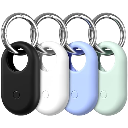 Diruite 4-Stück Hülle für Samsung Galaxy SmartTag 2 Schutzhülle mit Schlüsselanhänger,Tragbar Kratzfest Silikon Locator Tracker Hülle mit Keyring Anhänger für Samsung Galaxy SmartTag 2 Case von Diruite