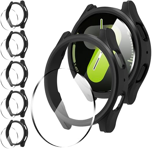 Diruite 5+5 Stück Hülle für Samsung Galaxy Watch 7 44mm Schutzhülle,Ultradünne HD Hartglas Glas Schutzfolie*5+Ausgehöhlt Kratzfest PC Case*5 für Samsung Galaxy Watch 7 44mm Displayschutz Diruite 5+5 Stück Hülle für Samsung Galaxy Watch 7 44mm Schutzhülle,Ultradünne HD Hartglas Glas Schutzfolie*5+Ausgehöhlt Kratzfest PC Case*5 für Samsung Galaxy Watch 7 44mm Displayschutz von Diruite