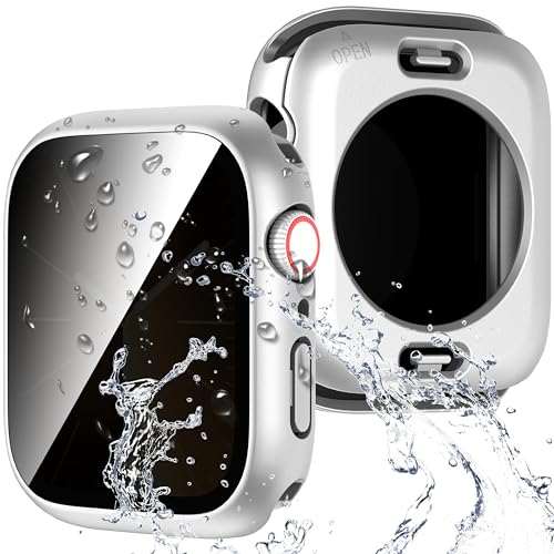 Diruite Hülle für Apple Watch Series 6/5/4/SE 44mm Schutzhülle Anti Spy,PC Ultradünne Wasserdicht Privatsphäre Hartglas Glas Kratzfest Rundum Displayschutz für iWatch 44mm Case von Diruite