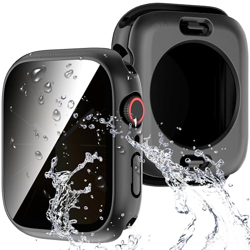 Diruite Hülle für Apple Watch Series 6/5/4/SE 44mm Schutzhülle Anti Spy,PC Ultradünne Wasserdicht Privatsphäre Hartglas Glas Kratzfest Rundum Displayschutz für iWatch 44mm Cover von Diruite