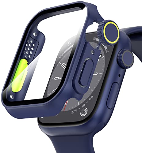 Diruite Hülle für Apple Watch Series 8/7/6/5/4/SE 2/SE Schutzhülle,Einzigartiges Design Ultradünne PC Schutz Case für Apple Watch 45mm 44mm 41mm 40mm Glas Displayschutz von Diruite