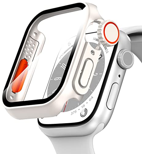 Diruite Hülle für Apple Watch Series 8/7/6/5/4/SE 2/SE Schutzhülle,Einzigartiges Design Ultradünne PC Schutz Case für Apple Watch 45mm 44mm 41mm 40mm Glas Displayschutz von Diruite