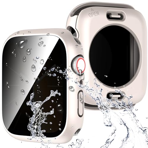 Diruite Hülle für Apple Watch Series 9/8/7 45mm Schutzhülle Anti Spy,PC Ultradünne Wasserdicht Privatsphäre Hartglas Glas Kratzfest Rundum Displayschutz für iWatch 45mm Case von Diruite