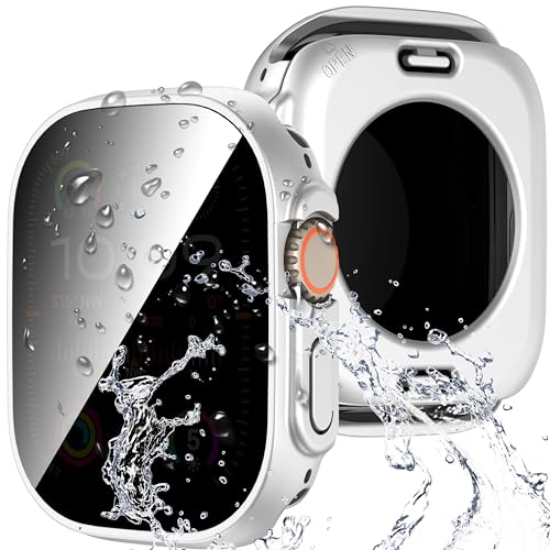 Diruite Hülle für Apple Watch Ultra/Ultra 2 49mm Schutzhülle Anti Spy,PC Ultradünne Wasserdicht Privatsphäre Hartglas Glas Kratzfest Rundum Displayschutz für iWatch Ultra/Ultra 2 49mm Case von Diruite