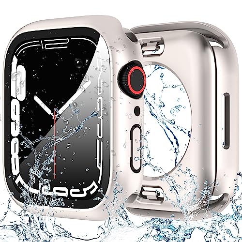 Diruite Schutzhülle für Apple Watch Series 6/5/4/SE 44mm 360°Schutz Hülle,PC Ultradünne Wasserdicht Hartglas Rückseite Stoßfeste Displayschutz für iWatch 44mm Case von Diruite