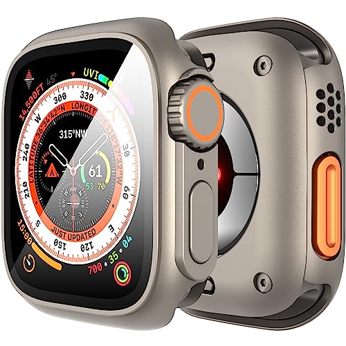 Diruite Schutzhülle für Apple Watch Series 9/8/7 45mm Hülle,360°Umfassender Schutz Einzigartiges Design Ultradünne PC Schutz Case für iWatch 45mm Glas Displayschutz von Diruite