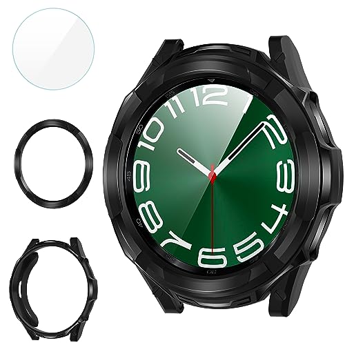 Diruite Schutzhülle für Samsung Galaxy Watch 6 Classic 43mm Hülle,TPU Kratzfest Staubdicht Case+HD Gehärtetes Glas Schutzfolie für Samsung Galaxy Watch 6 Classic 43mm Cover von Diruite