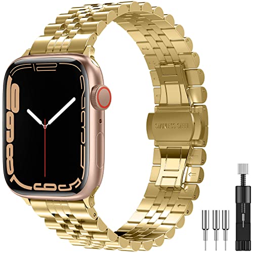 Diruite für Apple Watch 49mm 45mm 44mm 42mm 41mm 40mm 38mm Armband,Galvanisieren Edelstahl Armbänder Mit Doppelt Faltschließe Ersatzarmband für Apple Watch Ultra/Ultra 2/Series 9/8/7/6/5/4/SE/SE 2 von Diruite