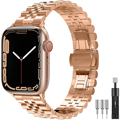 Diruite für Apple Watch 49mm 45mm 44mm 42mm 41mm 40mm 38mm Armband,Galvanisieren Edelstahl Armbänder Mit Doppelt Faltschließe Ersatzarmband für Apple Watch Ultra/Ultra 2/Series 9/8/7/6/5/4/SE/SE 2 von Diruite