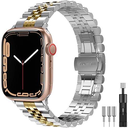 Diruite für Apple Watch 49mm 45mm 44mm 42mm 41mm 40mm 38mm Armband,Galvanisieren Edelstahl Armbänder Mit Doppelt Faltschließe Ersatzarmband für Apple Watch Ultra/Ultra 2/Series 9/8/7/6/5/4/SE/SE 2 von Diruite