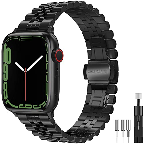 Diruite für Apple Watch 49mm 45mm 44mm 42mm 41mm 40mm 38mm Armband,Galvanisieren Edelstahl Armbänder Mit Doppelt Faltschließe Ersatzarmband für Apple Watch Ultra/Ultra 2/Series 9/8/7/6/5/4/SE/SE 2 von Diruite